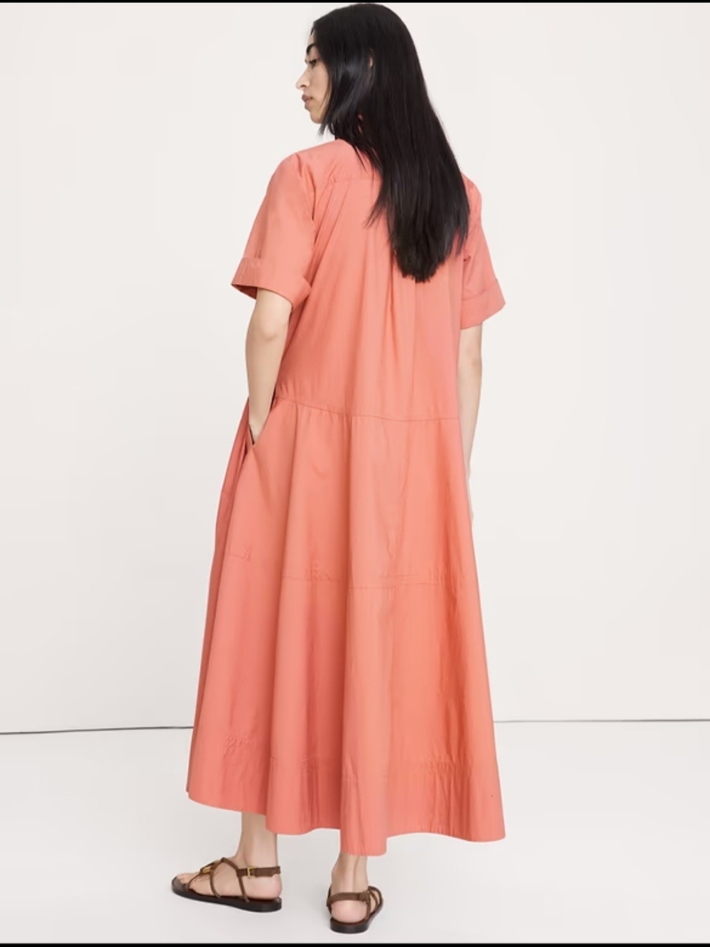 NWT Banana Republic Cotton Poplin Trapeze Maxi Shirt Dress Rust Size M L - Picture 5 of 7